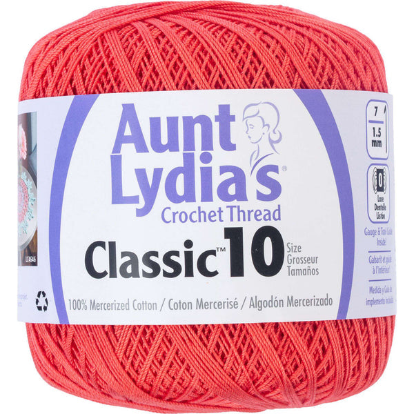 Aunt Lydia's Classic Crochet Thread Size 10 Bright Coral Pack of 3 *Pre-order*