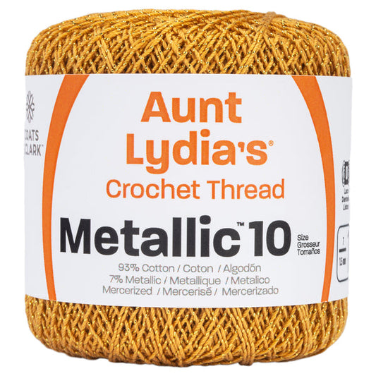 Aunt Lydia's Metallic Crochet Thread Size 10 Gold & Gold Pack of 3 *Pre-order*