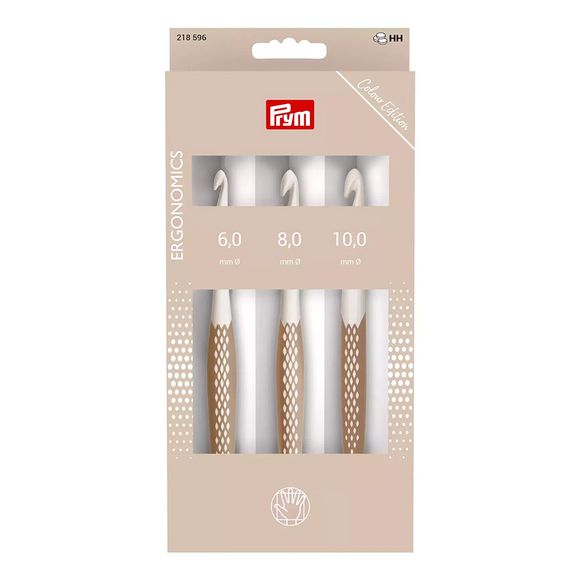 Prym Ergonomics wool crochet hook set taupe 3-5mm