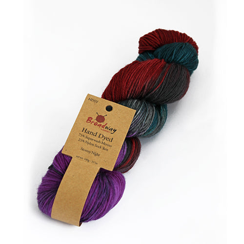 Broadway Hand dyed Sock yarn - Stormy Night pack of 5 skeins