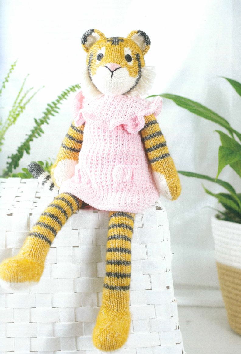 Sophie the Tiger -Wild Knitted Animal Friends Louise Crowther Yarn