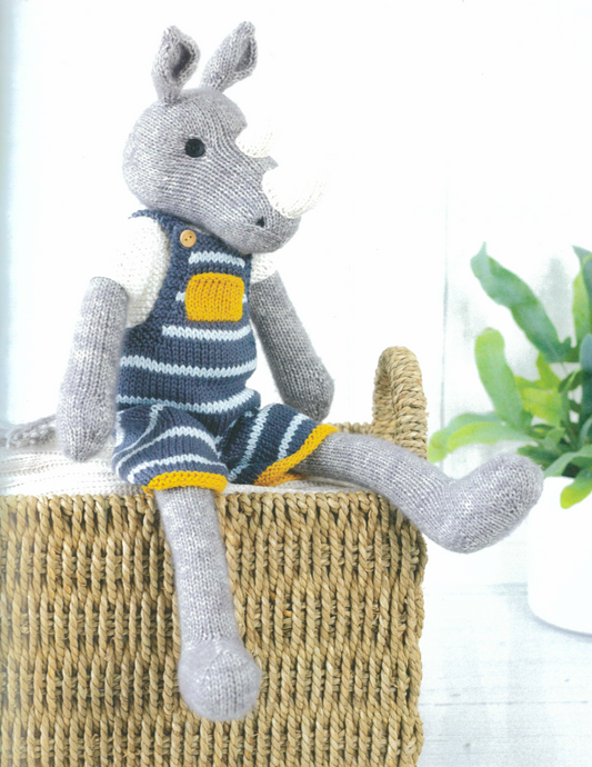 Henry the Rhinoceros -Wild Knitted Animal Friends Louise Crowther Yarn Kit