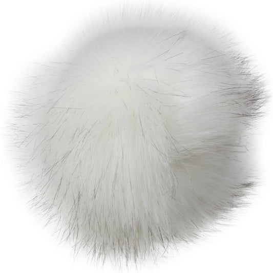 Pepperell Braiding Faux Fur Pom With Loop white/blck