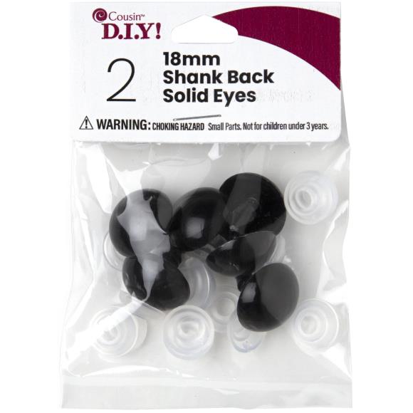 Safety Eyes- shank back solid eyes (6mm to 20mm)