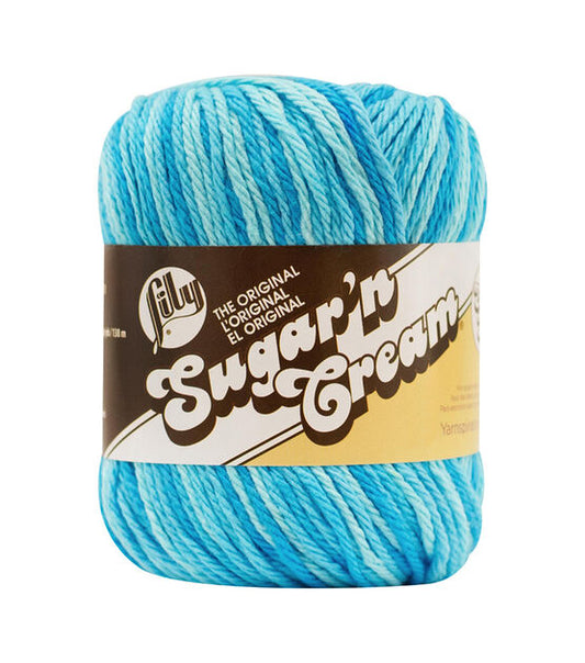 Lily Sugar'n Cream 100% Cotton yarn - Swimming Pool Ombre SUPER SIZE