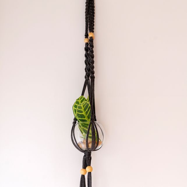 DIY Kit Zpagetti Macrame hanging basket colour - Black