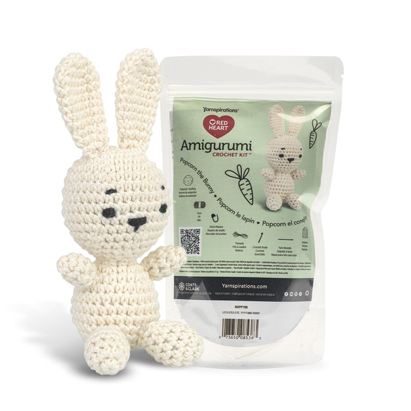 Red Heart Popcorn the Bunny Amigurumi crochet kit