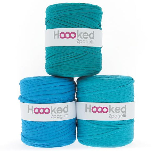 Hoooked Zpagetti Yarn Turquoise aqua shades