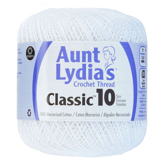 Aunt Lydia's Classic Crochet Thread Size 10 White Pack of 3 *Pre-order*