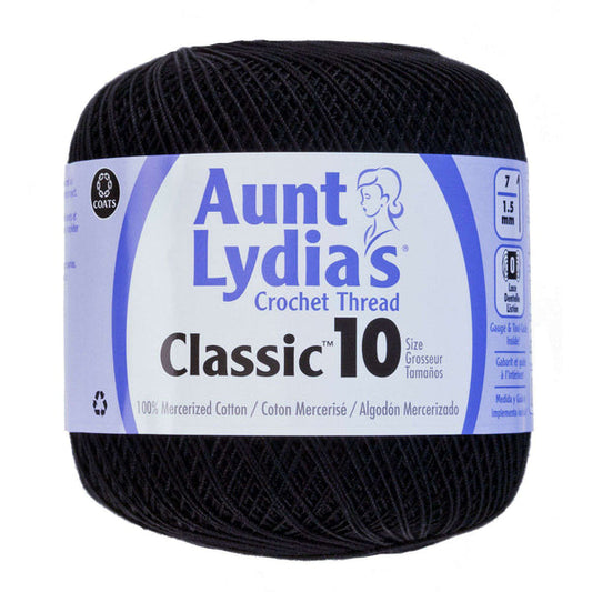 Aunt Lydia's Classic Crochet Thread Size 10 Black Pack of 3 *Pre-order*
