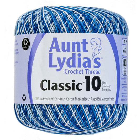Aunt Lydia's Classic Crochet Thread Size 10 Shades Of Blue Pack of 3 *Pre-order*