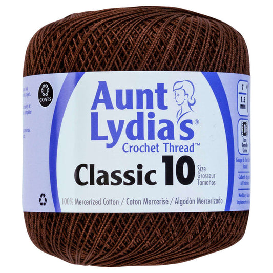 Aunt Lydia's Classic Crochet Thread Size 10 Fudge Brown Pack of 3 *Pre-order*