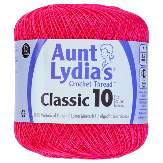 Aunt Lydia's Classic Crochet Thread Size 10 Hot Pink Pack of 3 *Pre-order*