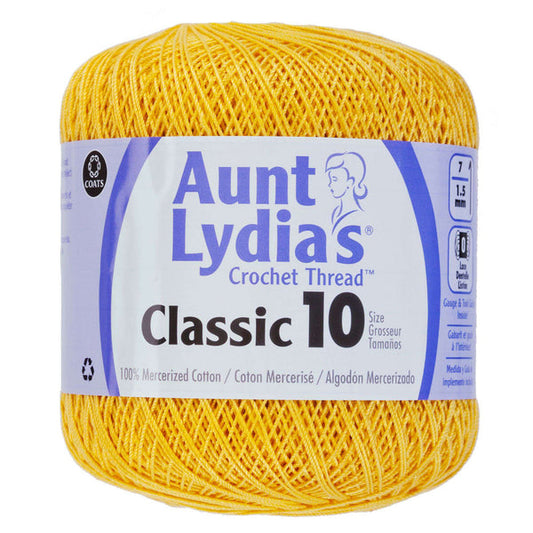 Aunt Lydia's Classic Crochet Thread Size 10 Golden Yellow Pack of 3 *Pre-order*