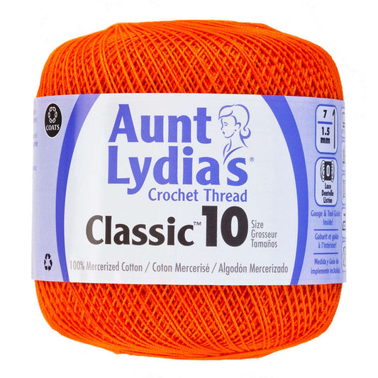 Aunt Lydia's Classic Crochet Thread Size 10 Pumpkin Pack of 3 *Pre-order*