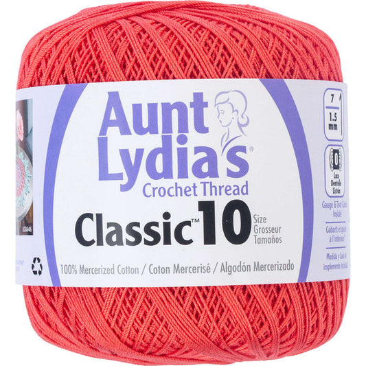 Aunt Lydia's Classic Crochet Thread Size 10 Bright Coral Pack of 3 *Pre-order*