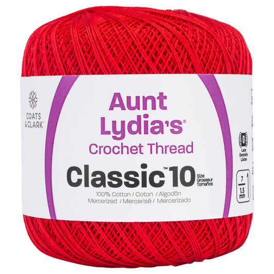 Aunt Lydia's Classic Crochet Thread Size 10 Atom Red Pack of 3 *Pre-order*