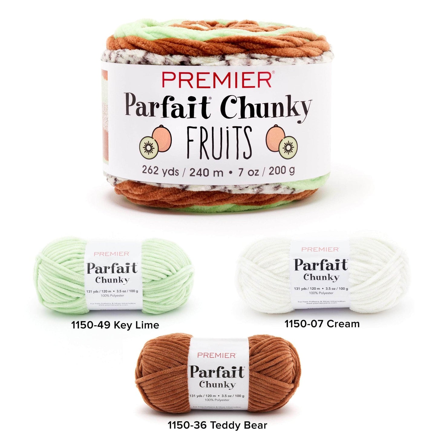 Premier Parfait Chunky Fruits Chenille yarn Kiwi