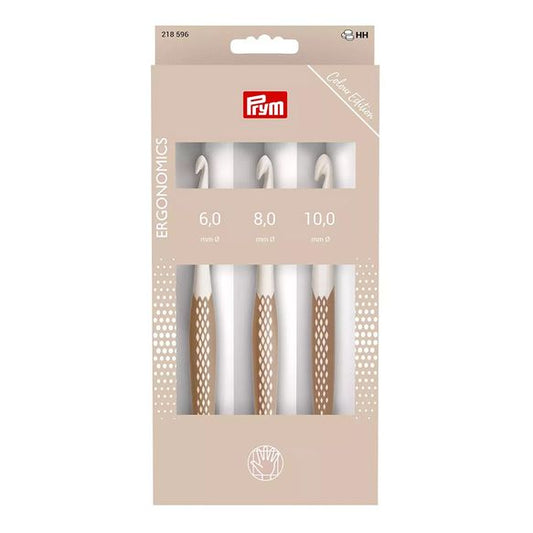 Prym Ergonomics wool crochet hook set taupe 6-10mm