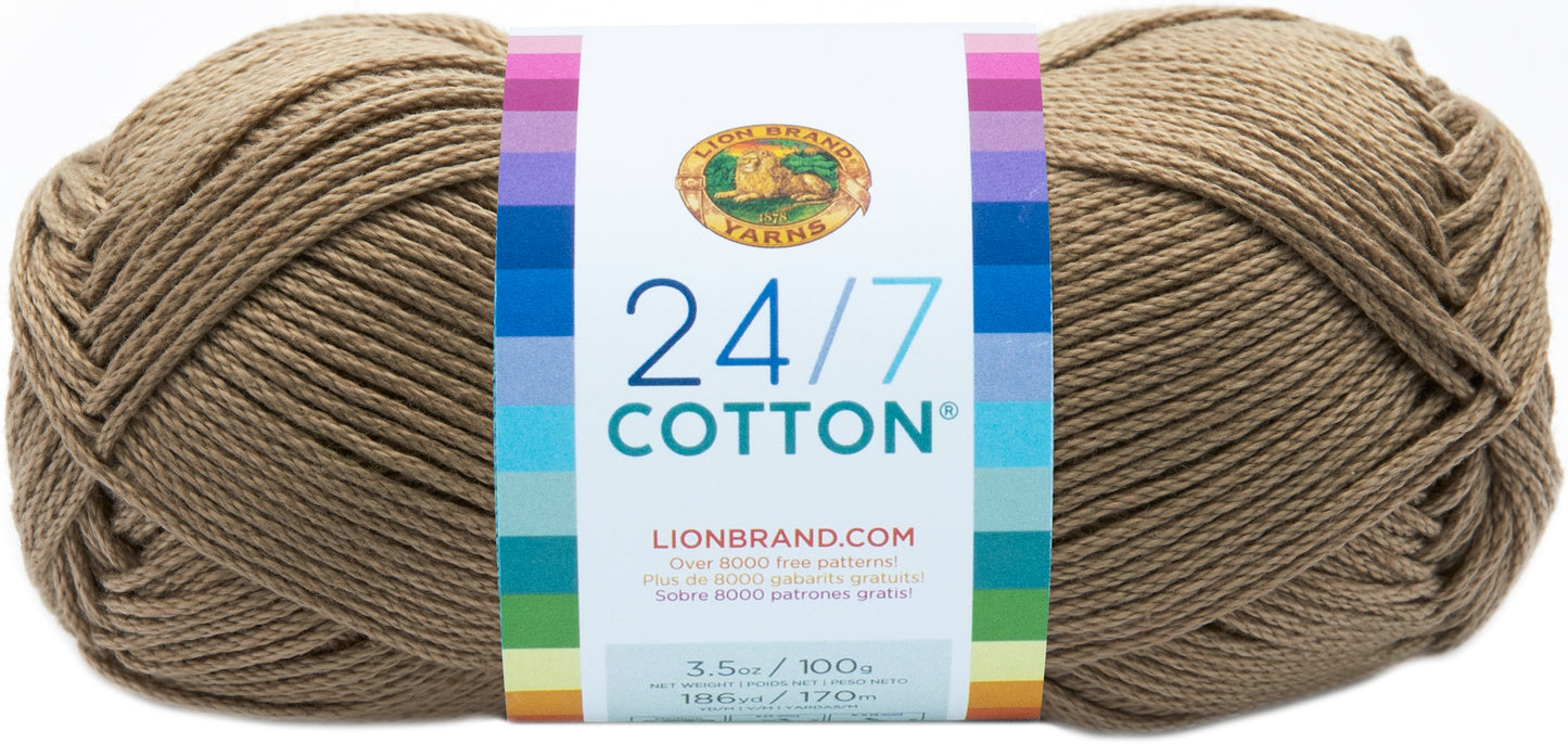 Lion Brand 24/7 Cotton Yarn-Taupe