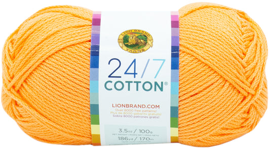 Lion Brand 24/7 Cotton Yarn-Creamsicle