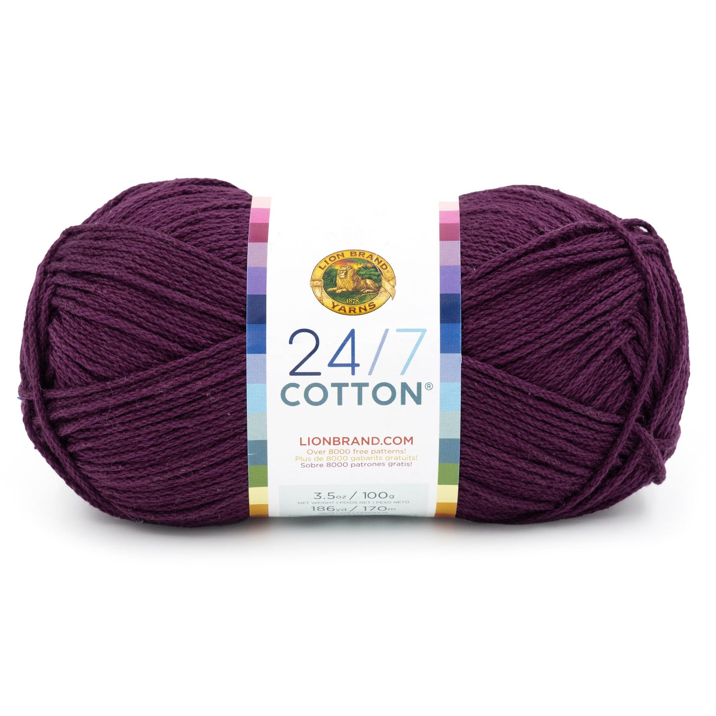Lion Brand 24/7 Cotton Yarn-Eggplant