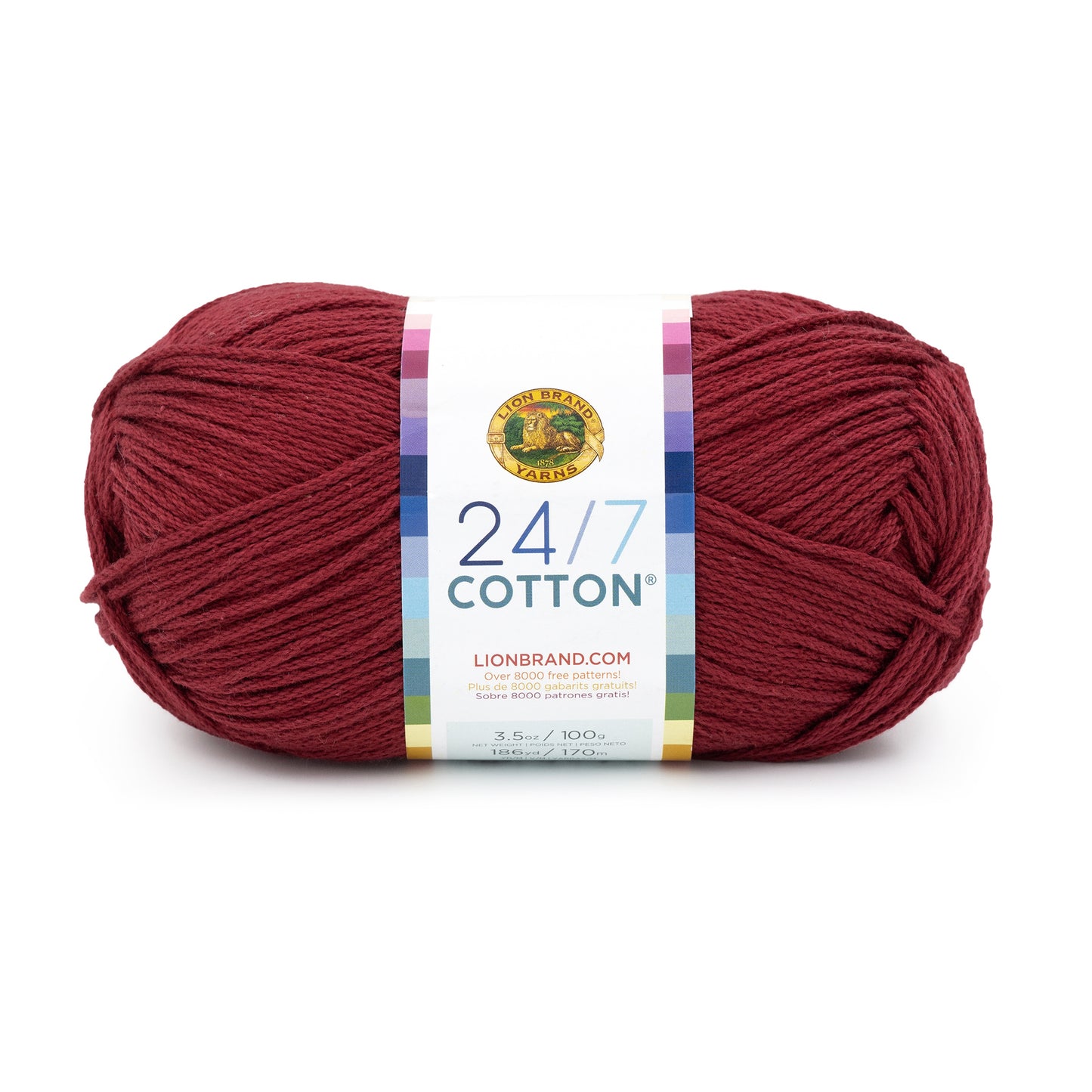 Lion Brand 24/7 Cotton Yarn-Burgundy