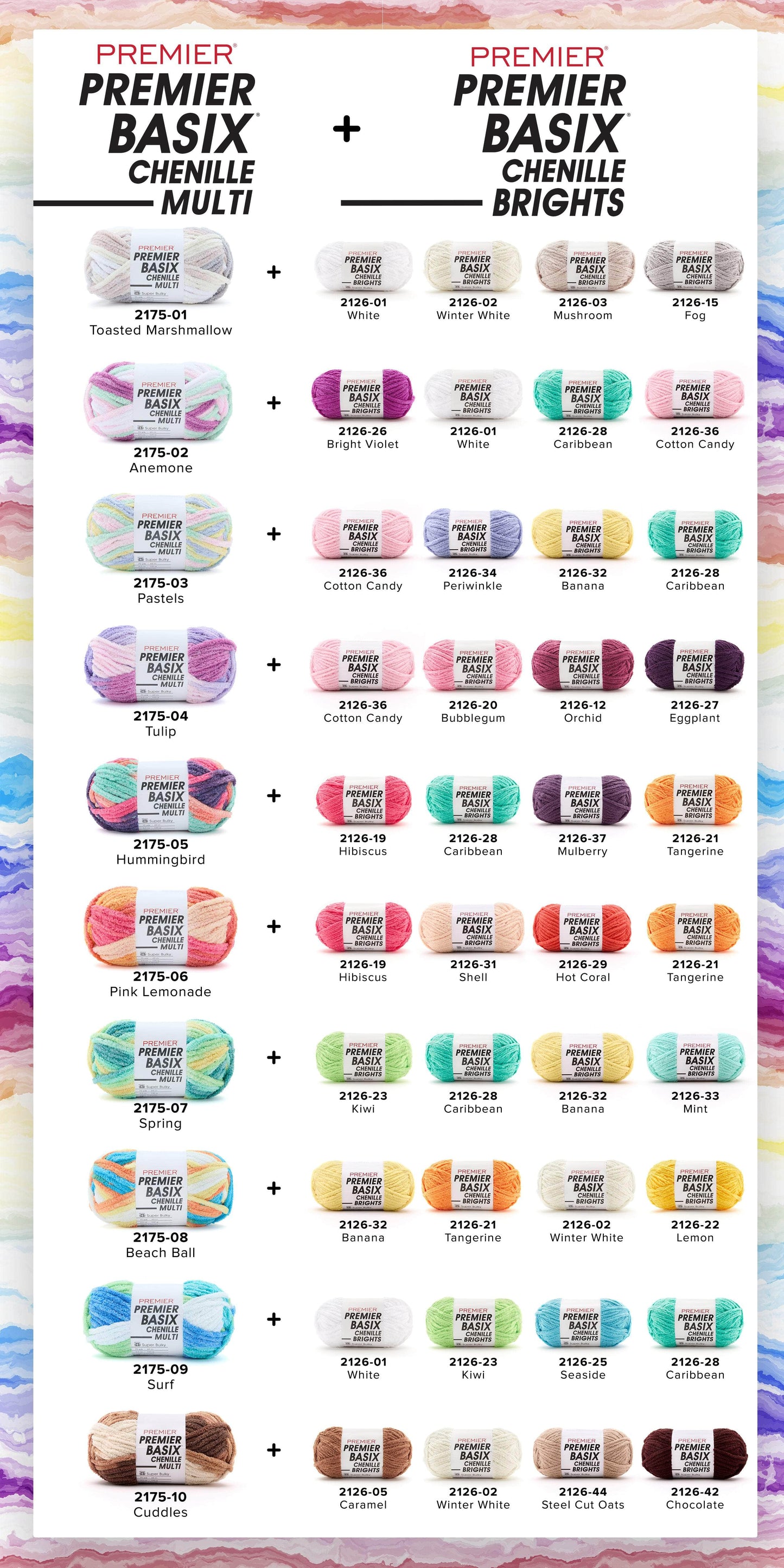 Premier Basix Brights Chenille Yarn - Pastel