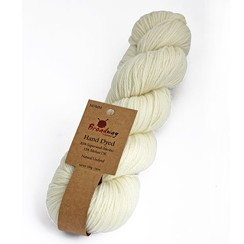 Broadway Dyed Merino Mohair Blend DK - Natural Undyed pack of 5 skeins