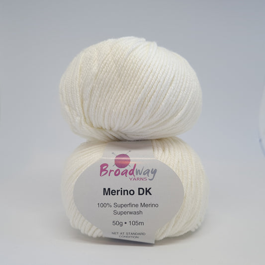 Broadway Merino DK Yarn White